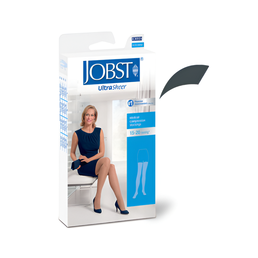 Jobst Ultrasheer 15-20 mmHg Thigh Hi Antracite – Compression Stockings for Leg & Thigh Support