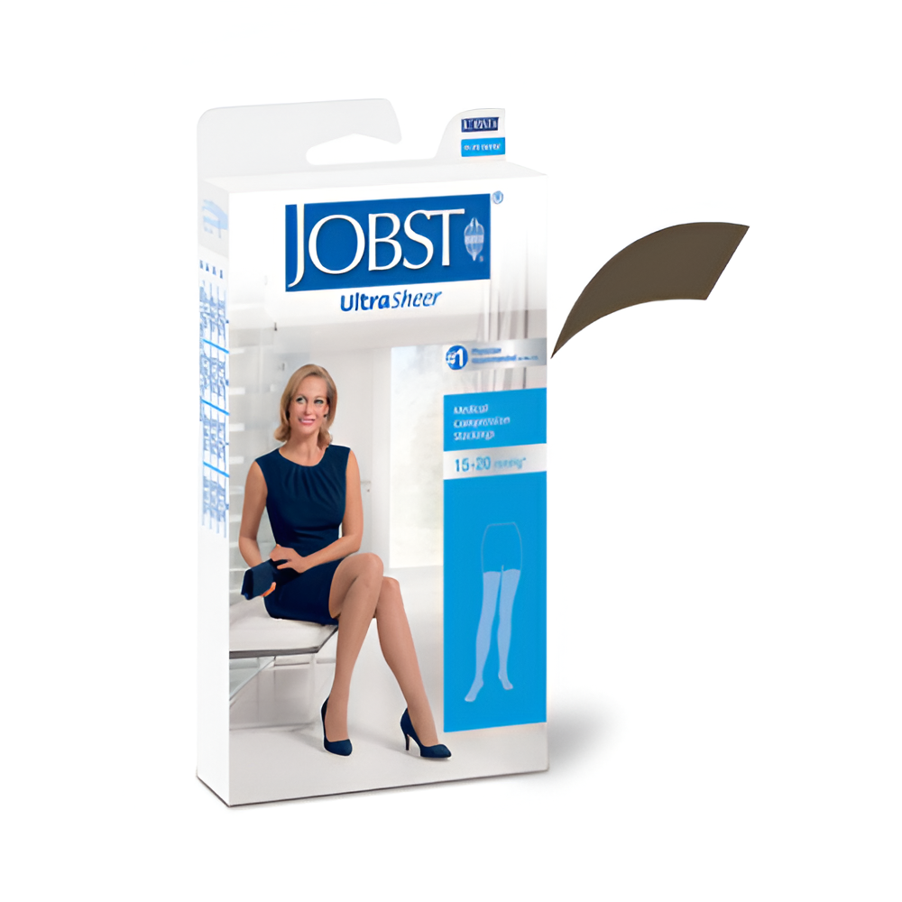 Jobst Ultrasheer 15-20 mmHg Thigh-High Compression Stockings – Espresso, Ultra-Sheer