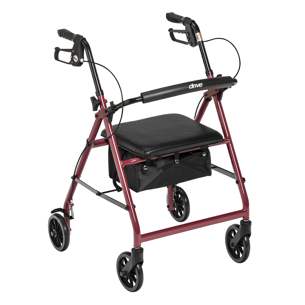Drive Rollator 4-Wheel with Pouch & Padded Seat – Lightweight Mobility Walker