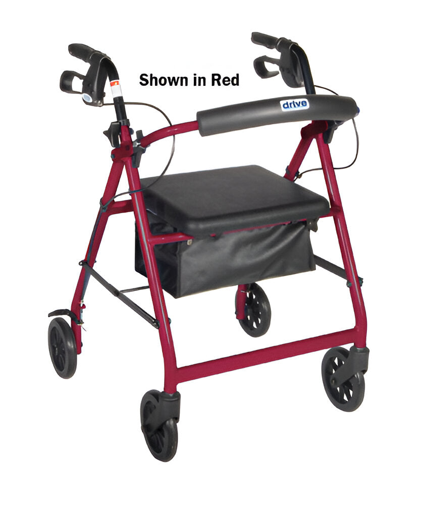 Drive Rollator 4-Wheel with Pouch & Padded Seat – Lightweight Mobility Walker