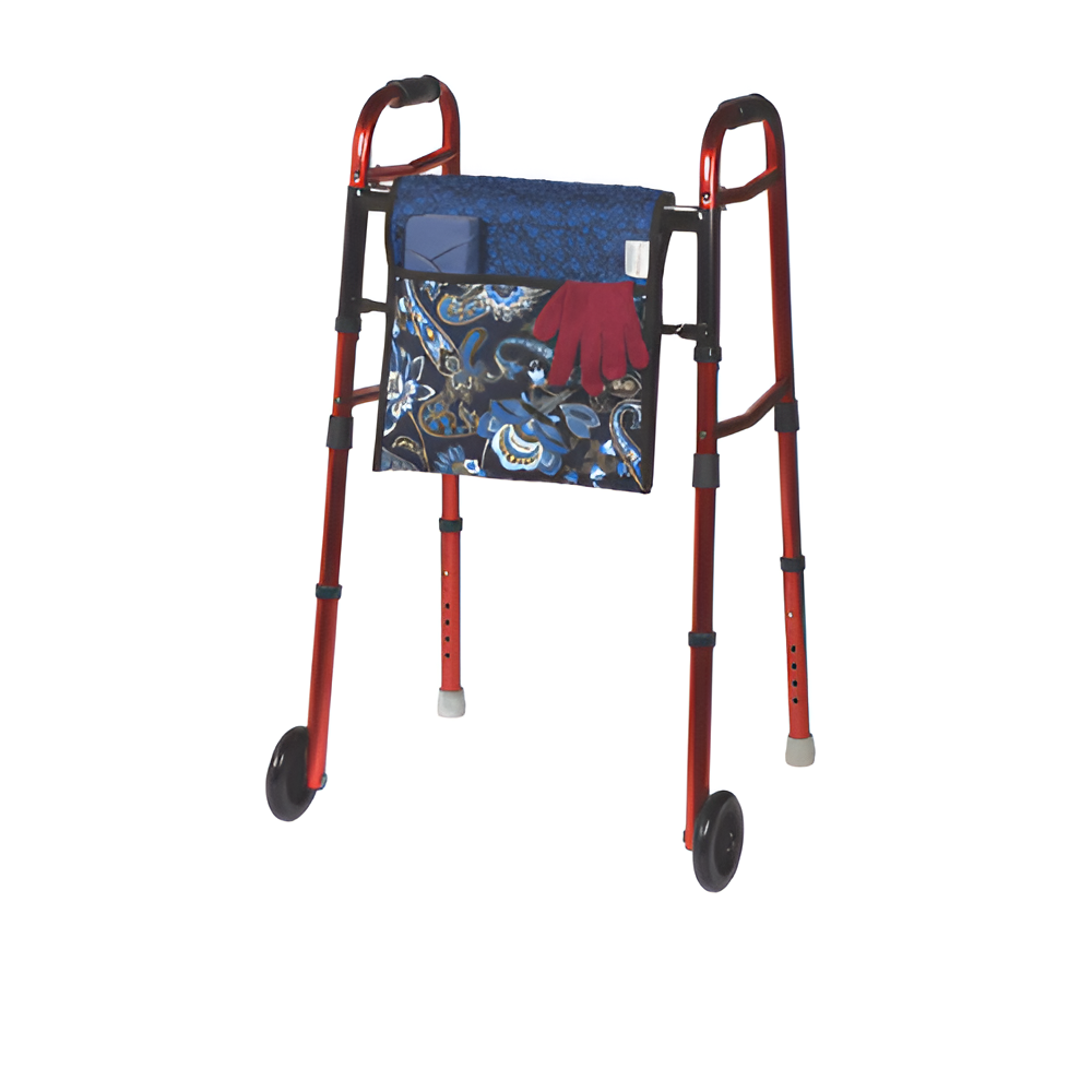 Quilted Walker Bag Blue Print Double-Sided – 15.5" x 6.5" x 1.5"