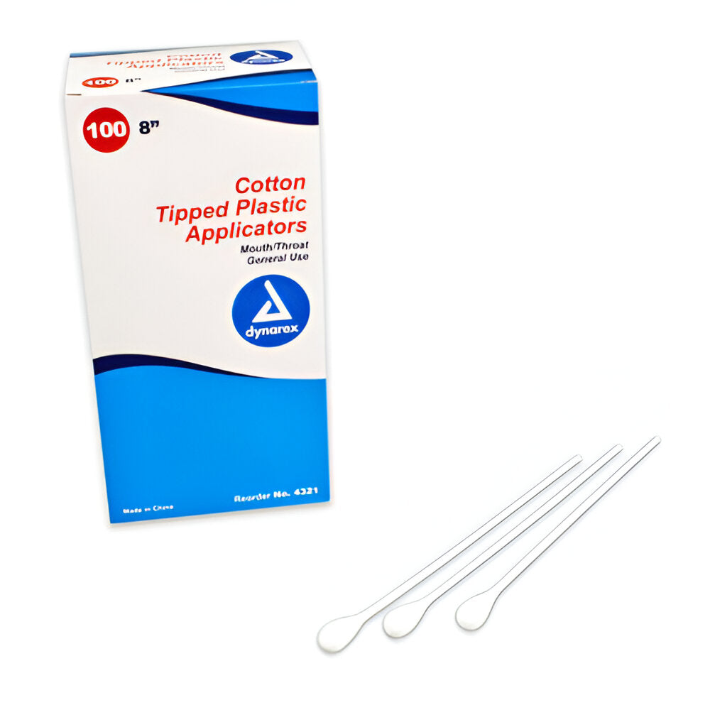 Mouth/Throat 8" Cotton-Tipped Applicators – Box of 100 Non-Sterile