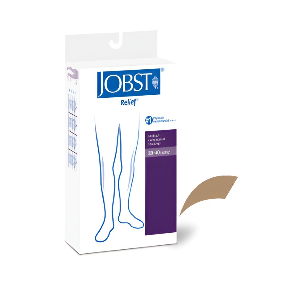 Jobst Relief 30-40 mmHg Thigh-High Compression Stockings Beige – High Support Circulation Therapy