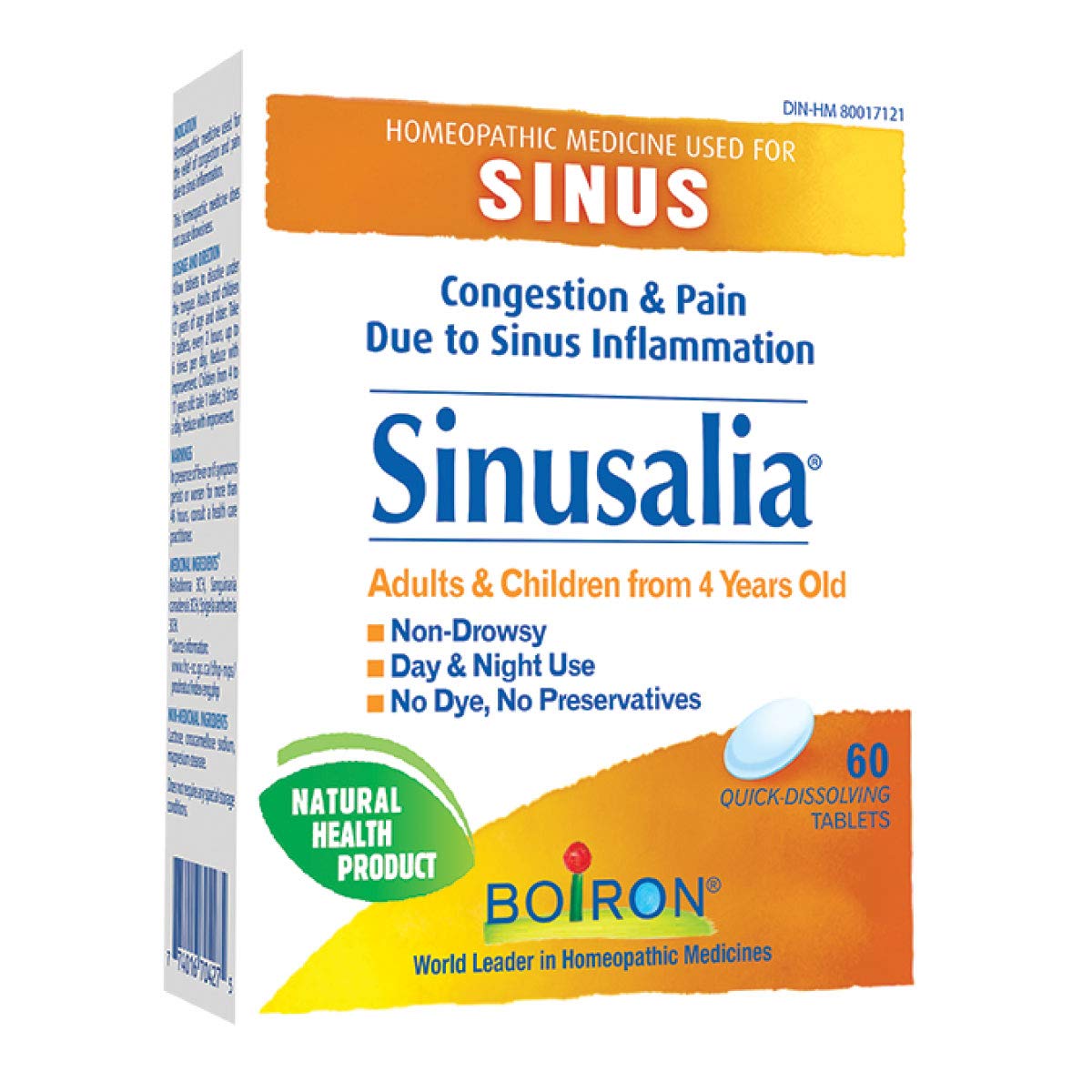 Boiron Sinusalia Homeopathic Medicine for Nasal Congestion & Sinus Pain (60 Tablets)