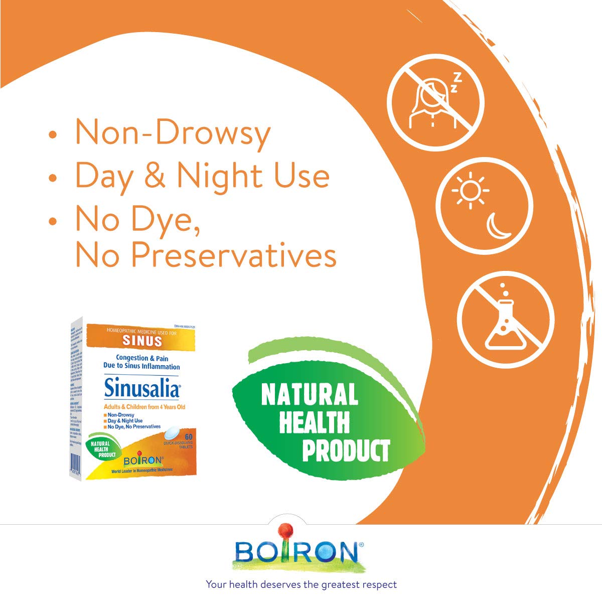 Boiron Sinusalia Homeopathic Medicine for Nasal Congestion & Sinus Pain (60 Tablets)
