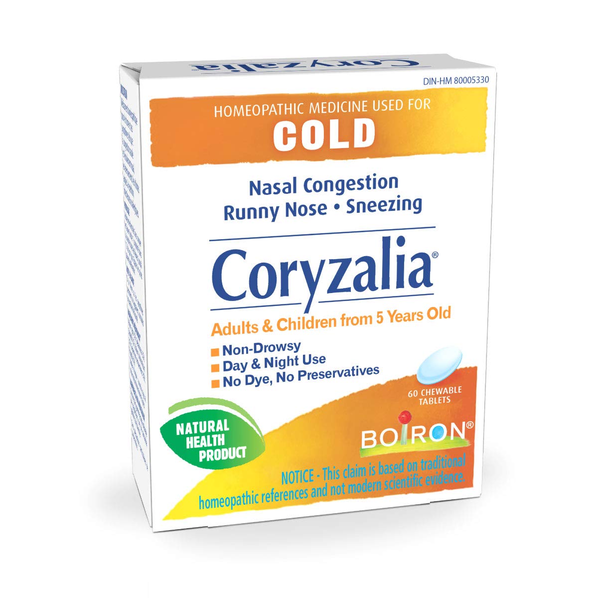 Boiron Coryzalia 60 Tablets – Homeopathic Cold Relief, Non-Drowsy