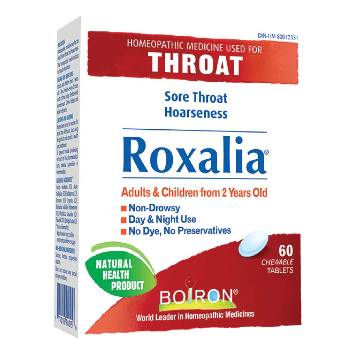 Boiron Roxalia Homeopathic Tablets – 60 Chewable Tablets for Sore Throat and Hoarseness