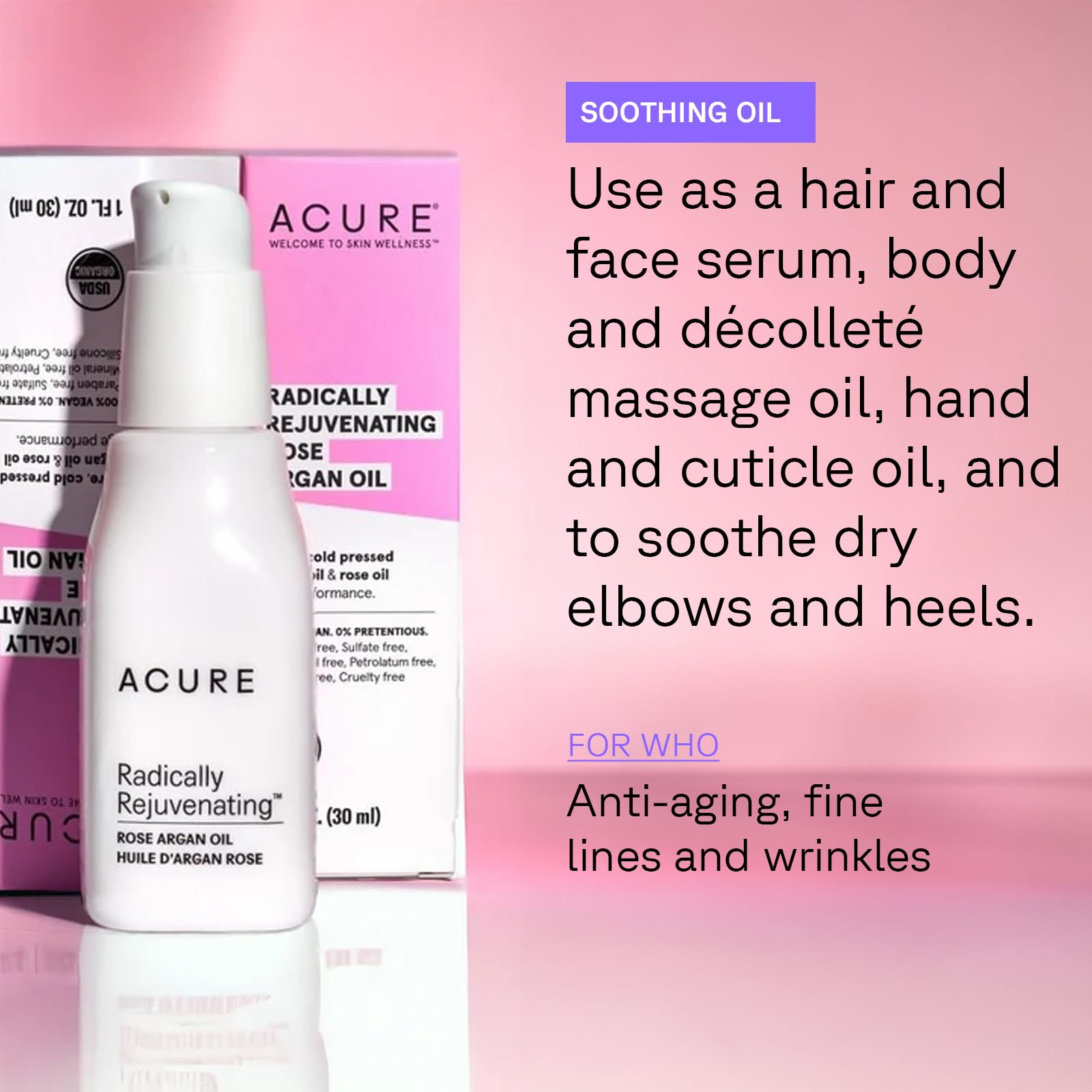 Acure Argan Oil – Vegan & Cruelty-Free Skin & Hair Nourishing Oil with Vitamin E, 30ML