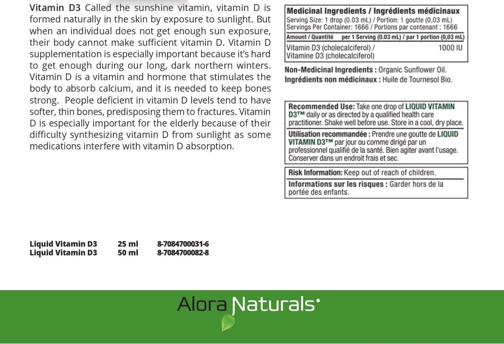Alora Naturals - Liquid Vitamin D3 (50ml 24)