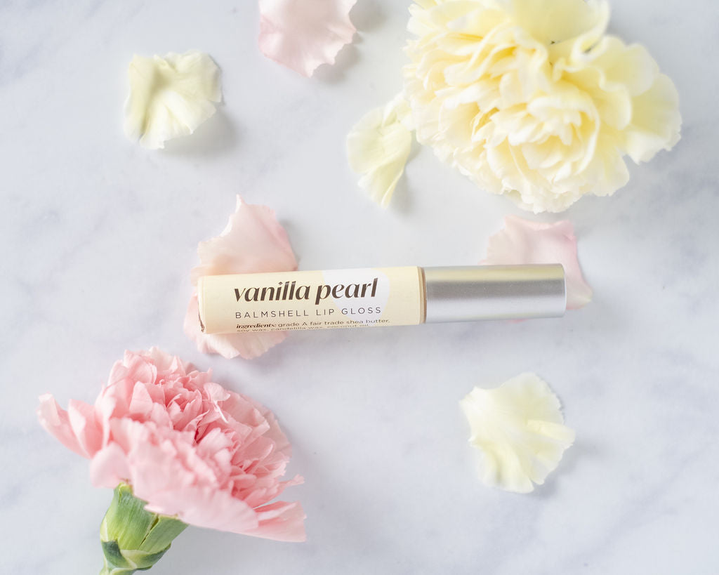 Balmshell Lip Gloss – Vanilla Pearl, Non-Sticky Pearl Shimmer Gloss, 10ml