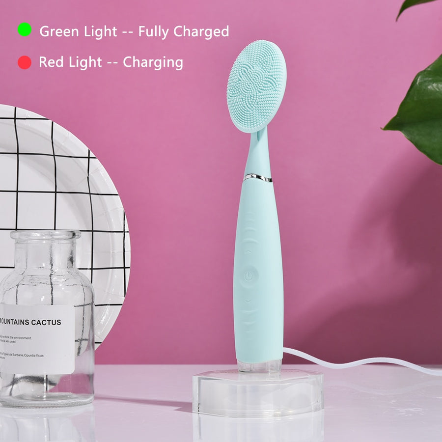 Facial Cleanser USB Rechargeable Brush Silicone Waterproof Brush Washing Brush Skin Massager