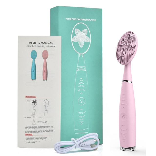 Facial Cleanser USB Rechargeable Brush Silicone Waterproof Brush Washing Brush Skin Massager