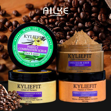KYLIEFIT Natural Exfoliating Salt Body and Face Scrub Pack of 4
